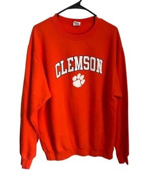 Clemson Tigers Orange Port & Company Core Fleece Pullover Crewneck Top Large